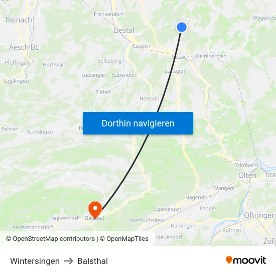 Wintersingen to Balsthal map