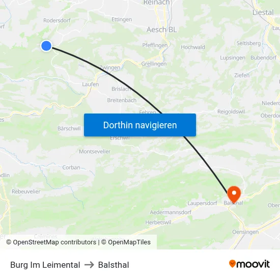 Burg Im Leimental to Balsthal map