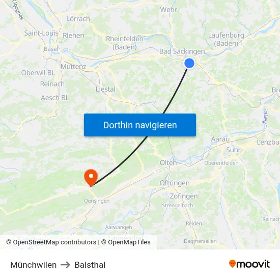 Münchwilen to Balsthal map