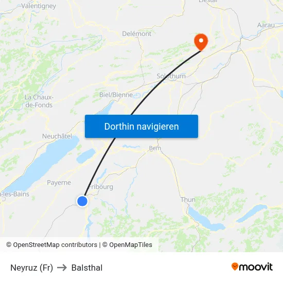 Neyruz (Fr) to Balsthal map
