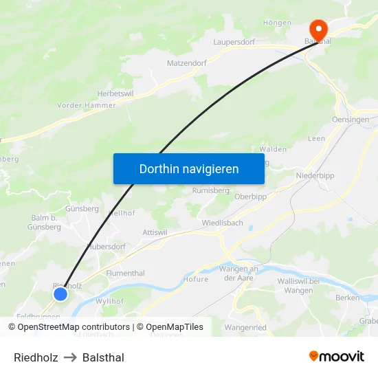 Riedholz to Balsthal map