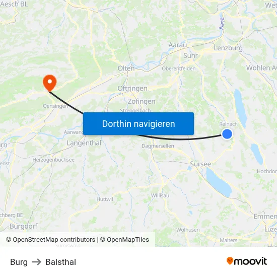 Burg to Balsthal map