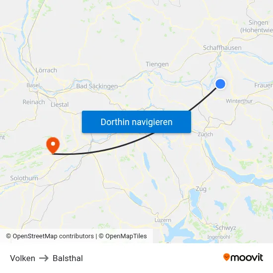 Volken to Balsthal map