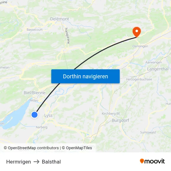 Hermrigen to Balsthal map