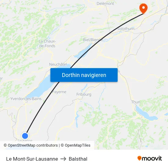 Le Mont-Sur-Lausanne to Balsthal map