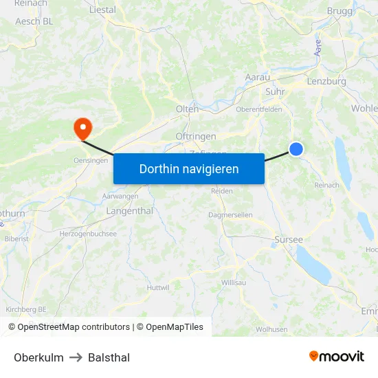 Oberkulm to Balsthal map