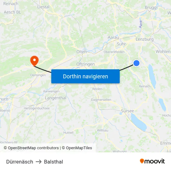 Dürrenäsch to Balsthal map
