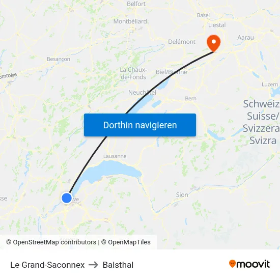 Le Grand-Saconnex to Balsthal map