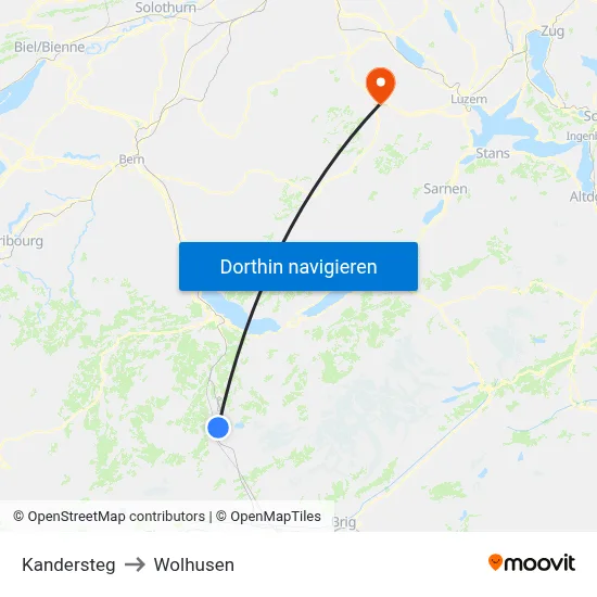 Kandersteg to Wolhusen map