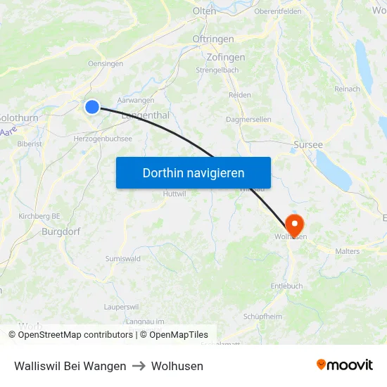 Walliswil Bei Wangen to Wolhusen map