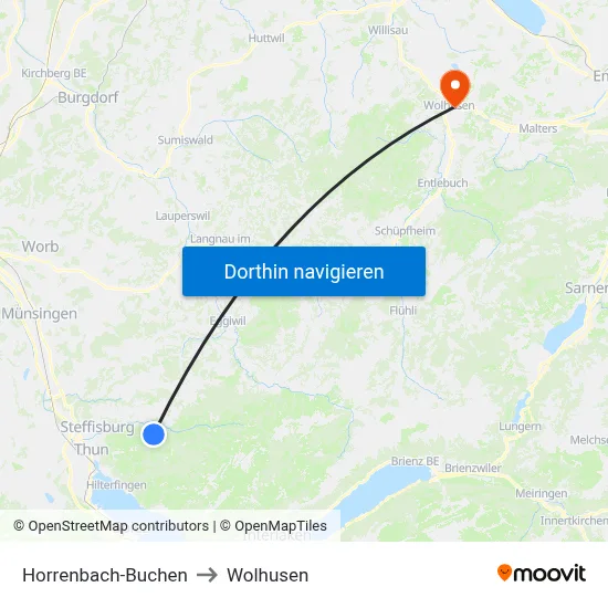 Horrenbach-Buchen to Wolhusen map