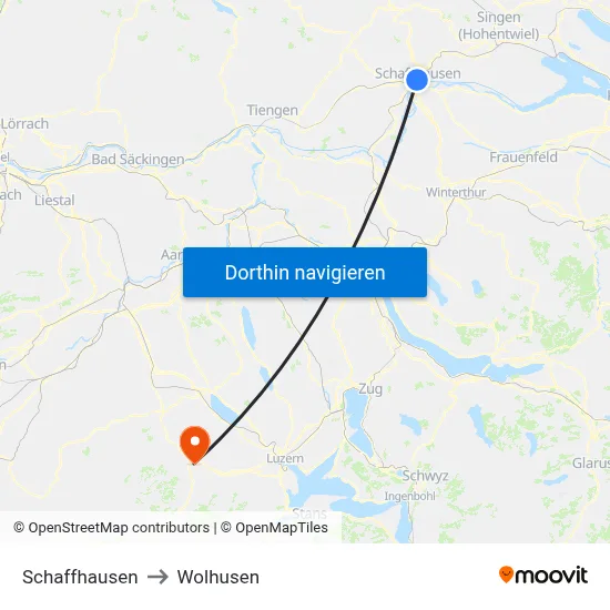 Schaffhausen to Wolhusen map