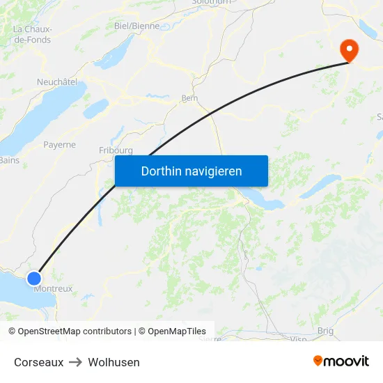 Corseaux to Wolhusen map