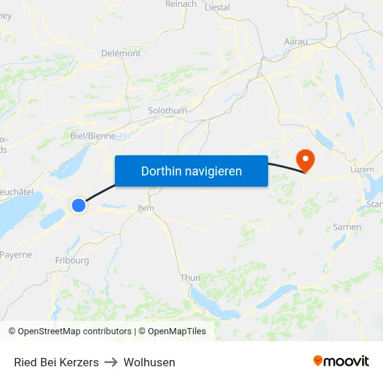 Ried Bei Kerzers to Wolhusen map
