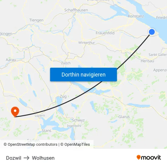 Dozwil to Wolhusen map