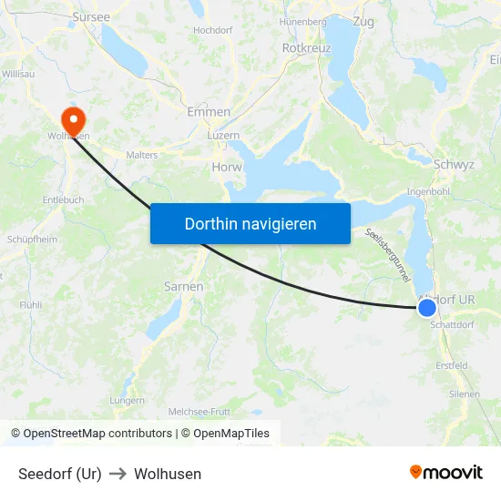 Seedorf (Ur) to Wolhusen map