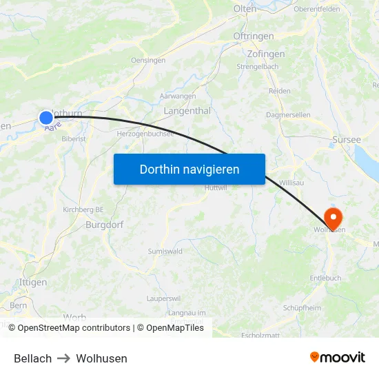 Bellach to Wolhusen map