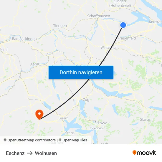 Eschenz to Wolhusen map