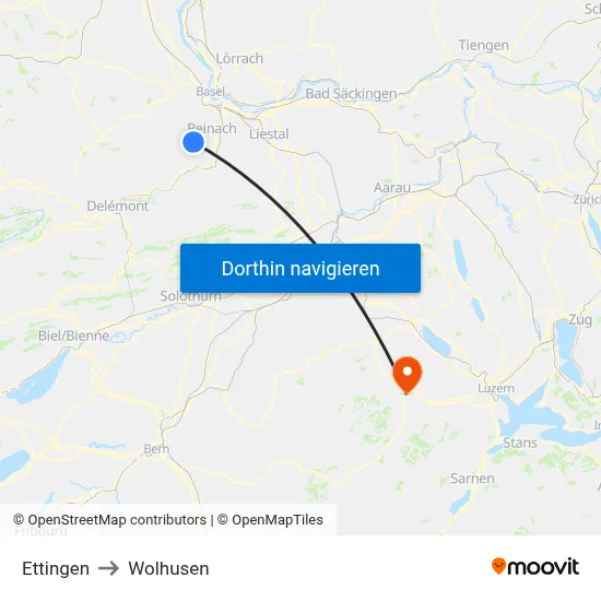 Ettingen to Wolhusen map