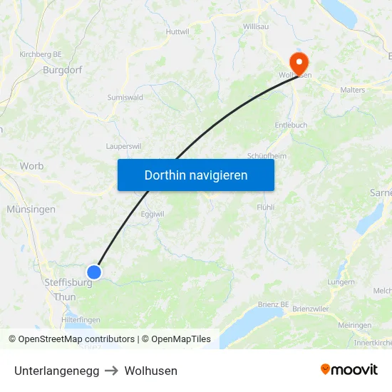 Unterlangenegg to Wolhusen map