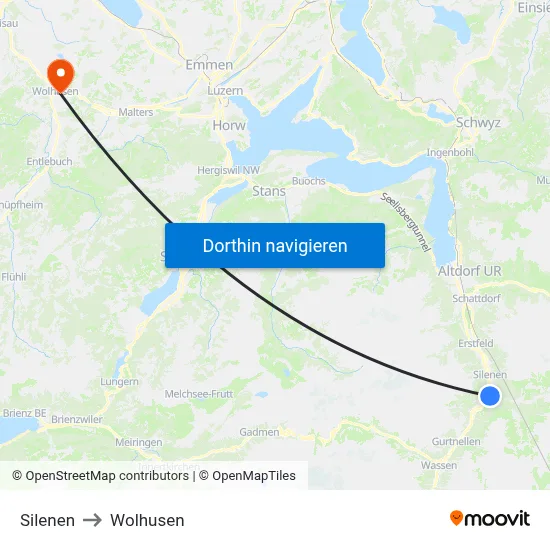 Silenen to Wolhusen map