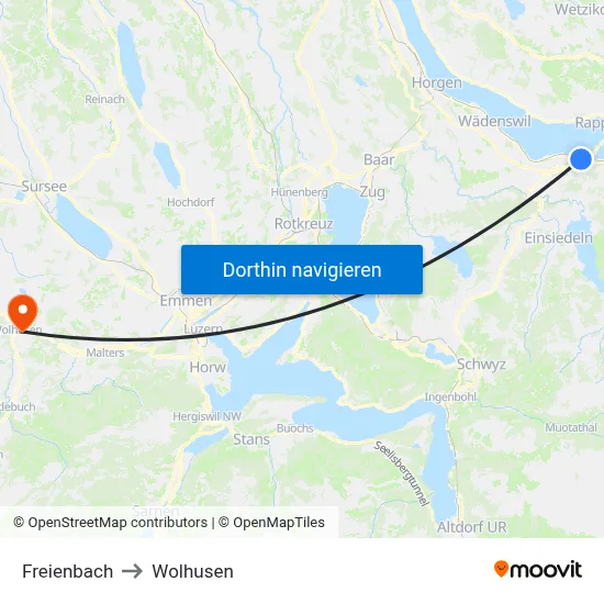 Freienbach to Wolhusen map