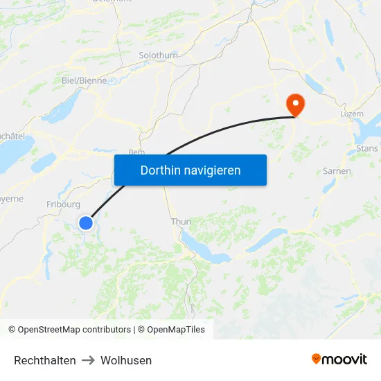 Rechthalten to Wolhusen map