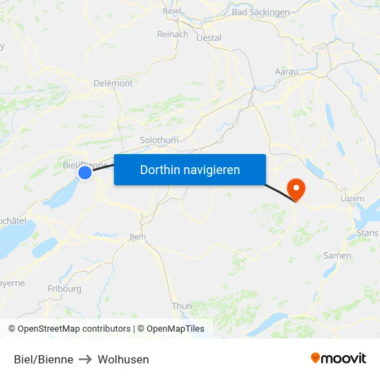 Biel/Bienne to Wolhusen map