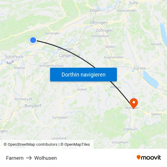 Farnern to Wolhusen map