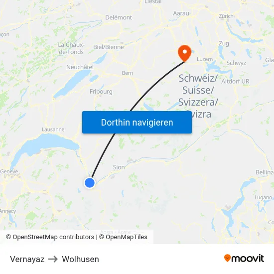 Vernayaz to Wolhusen map