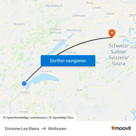 Divonne-Les-Bains to Wolhusen map