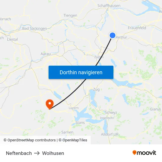 Neftenbach to Wolhusen map