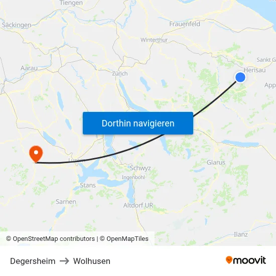 Degersheim to Wolhusen map