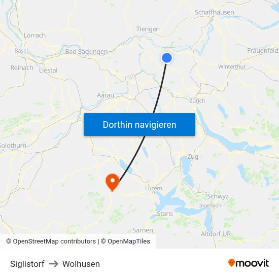 Siglistorf to Wolhusen map