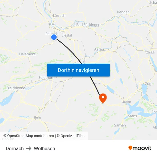 Dornach to Wolhusen map