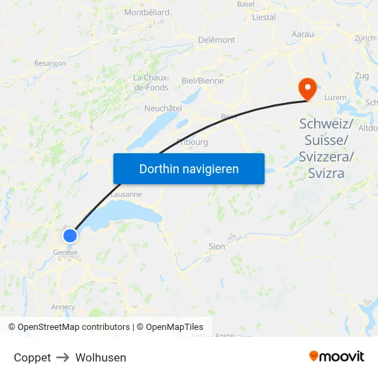 Coppet to Wolhusen map