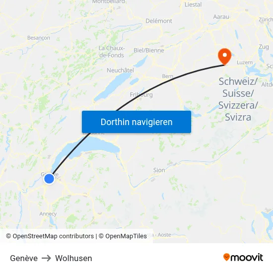 Genève to Wolhusen map