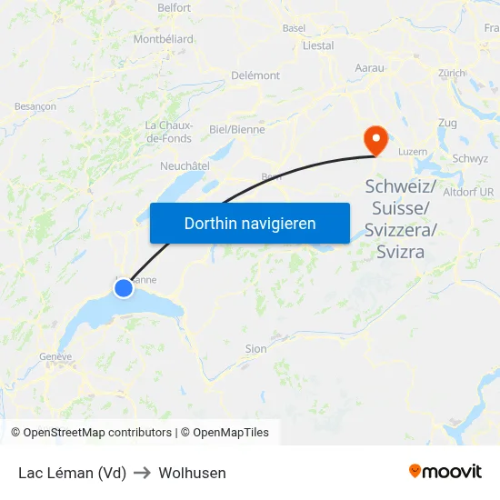 Lac Léman (Vd) to Wolhusen map