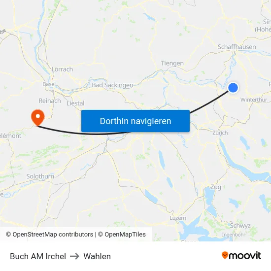 Buch AM Irchel to Wahlen map
