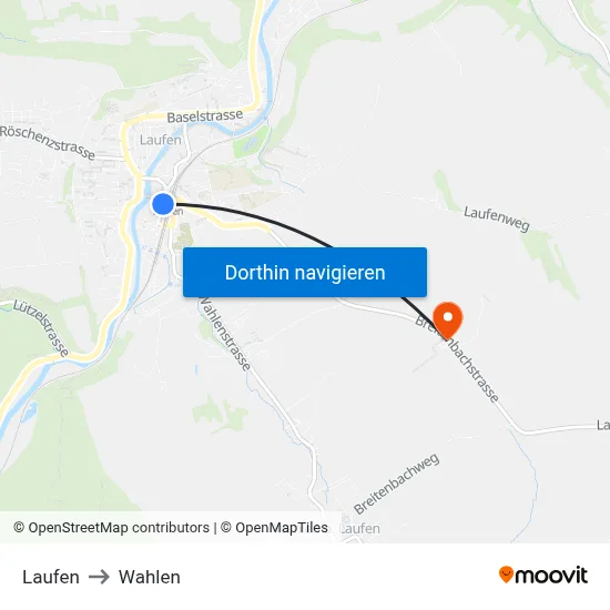 Laufen to Wahlen map