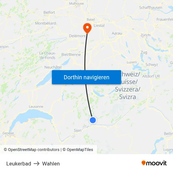 Leukerbad to Wahlen map