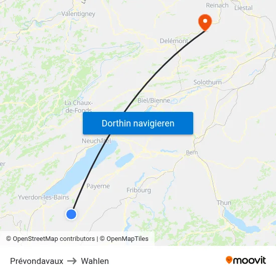 Prévondavaux to Wahlen map