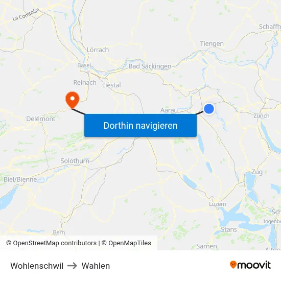 Wohlenschwil to Wahlen map