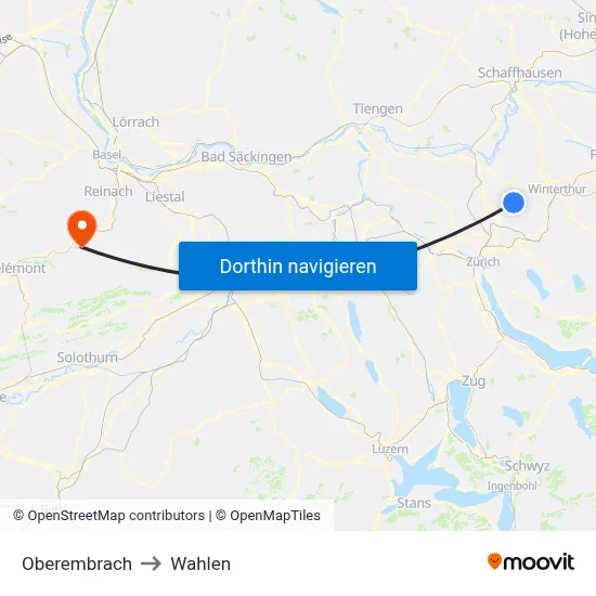 Oberembrach to Wahlen map