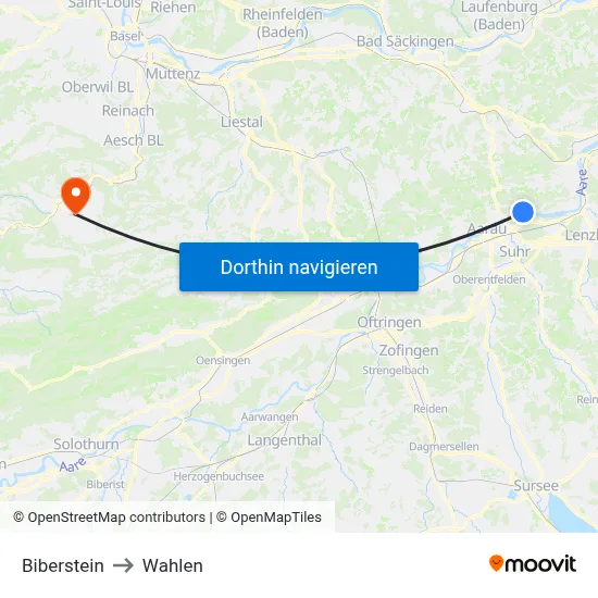 Biberstein to Wahlen map
