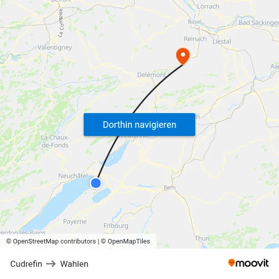 Cudrefin to Wahlen map