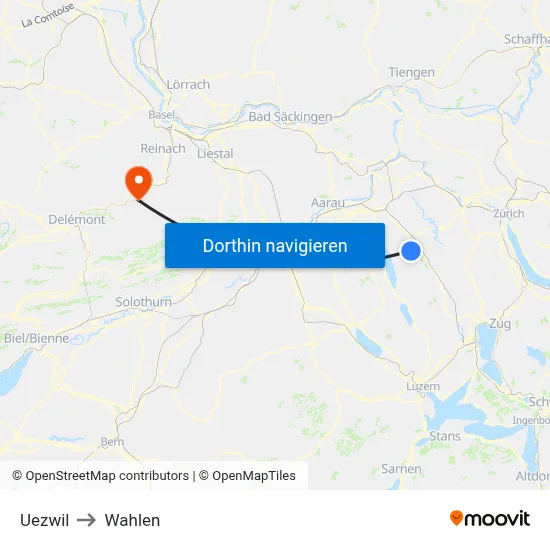 Uezwil to Wahlen map