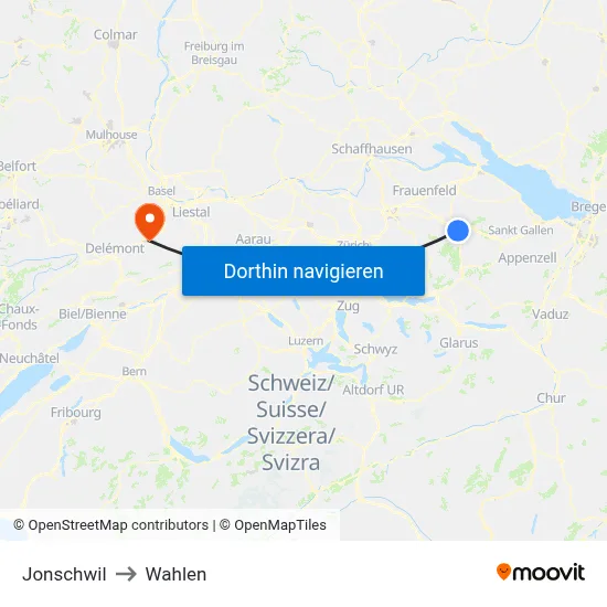 Jonschwil to Wahlen map