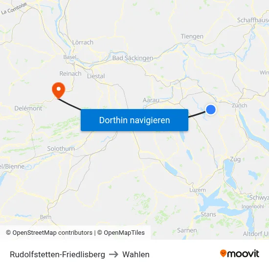 Rudolfstetten-Friedlisberg to Wahlen map