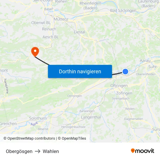 Obergösgen to Wahlen map